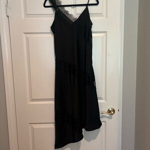 House of Harlow 1960 Black Midi Dress with Lace Accents